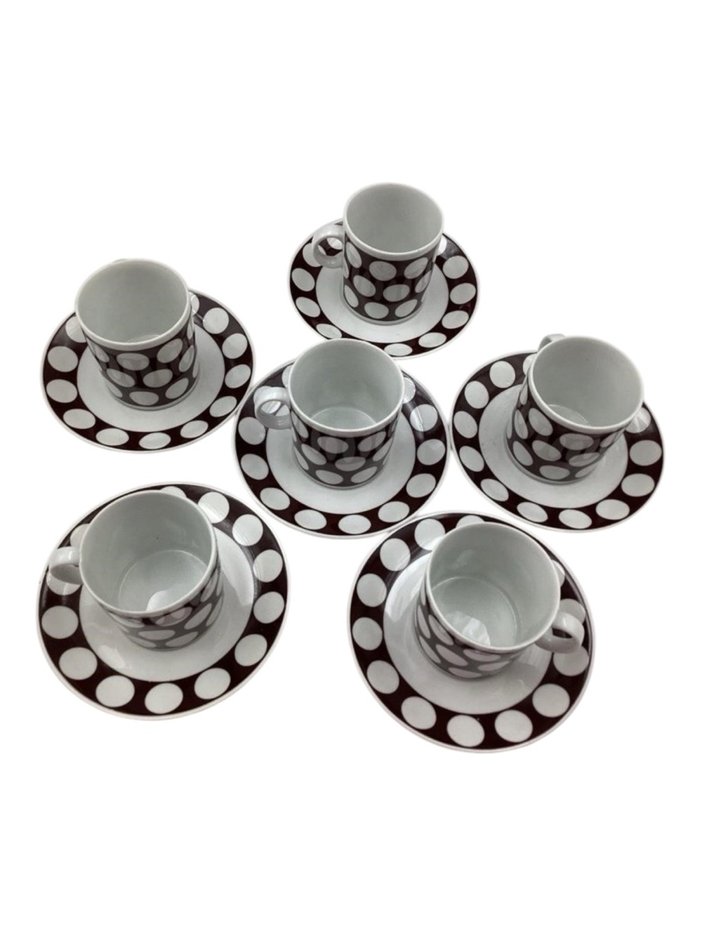 Favolina Poland Vintage Porcelain Espresso Gift Set Brown White Retro Mod 1970s